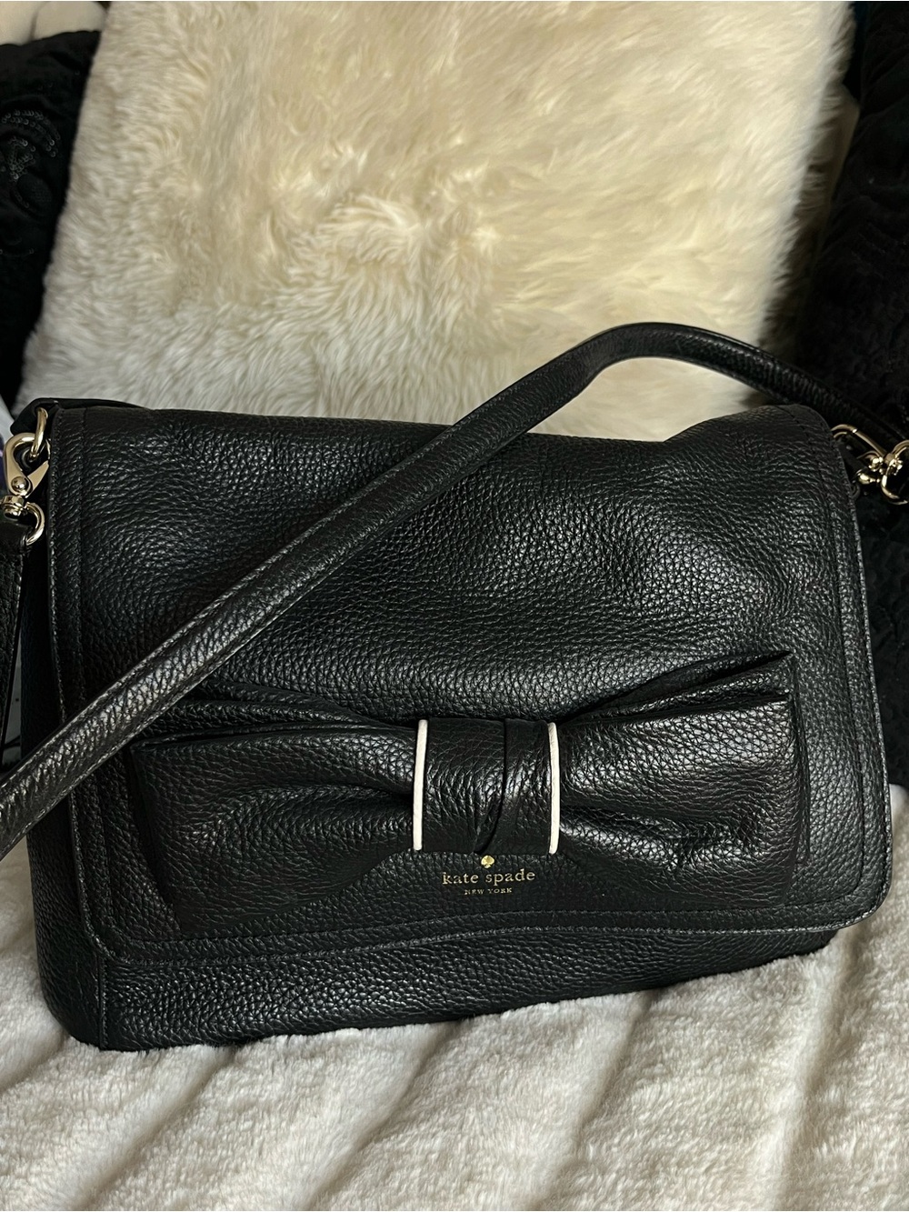 KATE SPADE Bow Pebbled Leather Crossbody